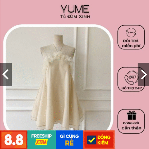 Áo Cổ Yếm Xòe Đính Hoa Nữ Tính Hot Trend - YUME A0049