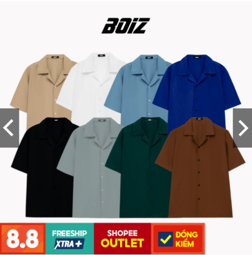 Áo sơ mi tay ngắn nam nữ form rộng sơ mi cổ vest unisex tay lỡ, chất vải lụa mịn chống nhăn