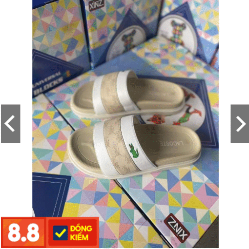 Dép Lacoste nam, Dép quai ngang nam đế cao 4cm , Mẫu mới 2023 Siêu đẹp ( đế cao su - quai da cao cấp )