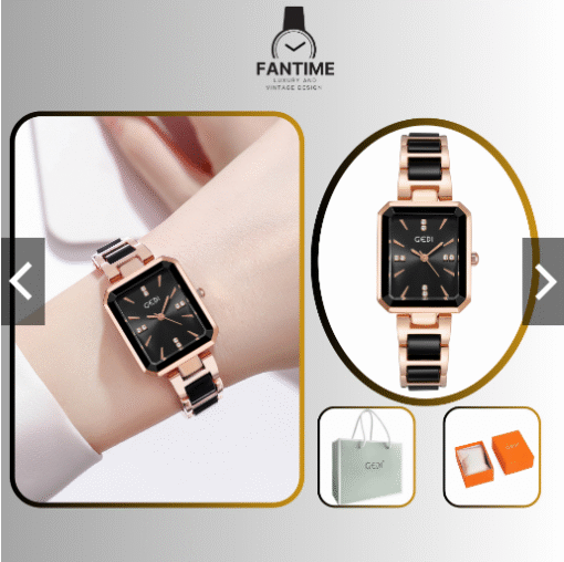 Đồng Hồ Nữ Dây Thép Măt Vuông Khóa Thông Minh Kiểu Dáng Basic Dể Phối Đồ Chống Nước Bảo Hành 12 Tháng GEDI 7702