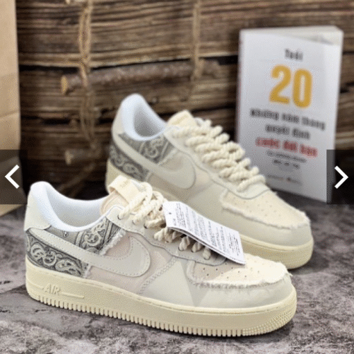 Giày sneaker Air Force 1 dây thừng, giày AF1 Custom Travis BigBag bản cao cấp full phụ kiện