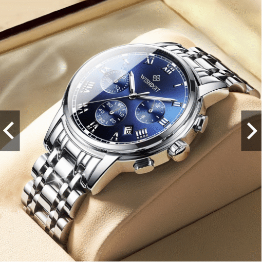 WISHDOIT Đồng Hồ Quartz Ba Mắt Đa Năng Dây Thép Không Gỉ Thời Trang Thể Thao Cho Nam Men Watch