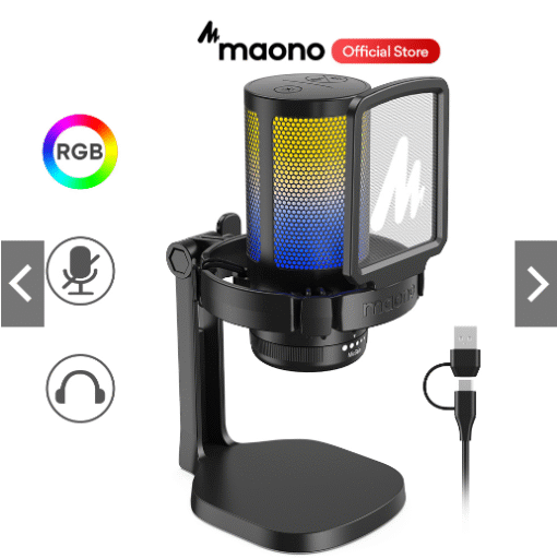 Micro thu âm MAONO DGM20 RGB USB Condenser với độ điều chỉnh lớn/chức năng thiết lập phần mềm cho PC/chơi game/livestream