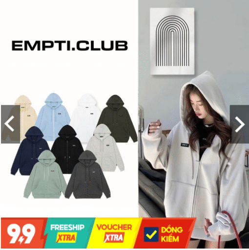 Áo Hoodie Zip EMPTI Tag Su 01 - Áo Khoác Nỉ Dây Kéo Nhiều Màu Form Rộng Unisex